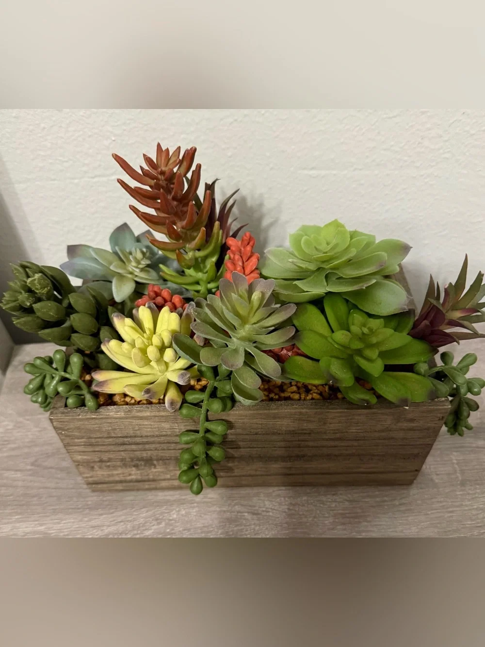 Better Homes & Gardens Faux Succulent Arrangement in a Wooden Box (9.75 x 6.5 in